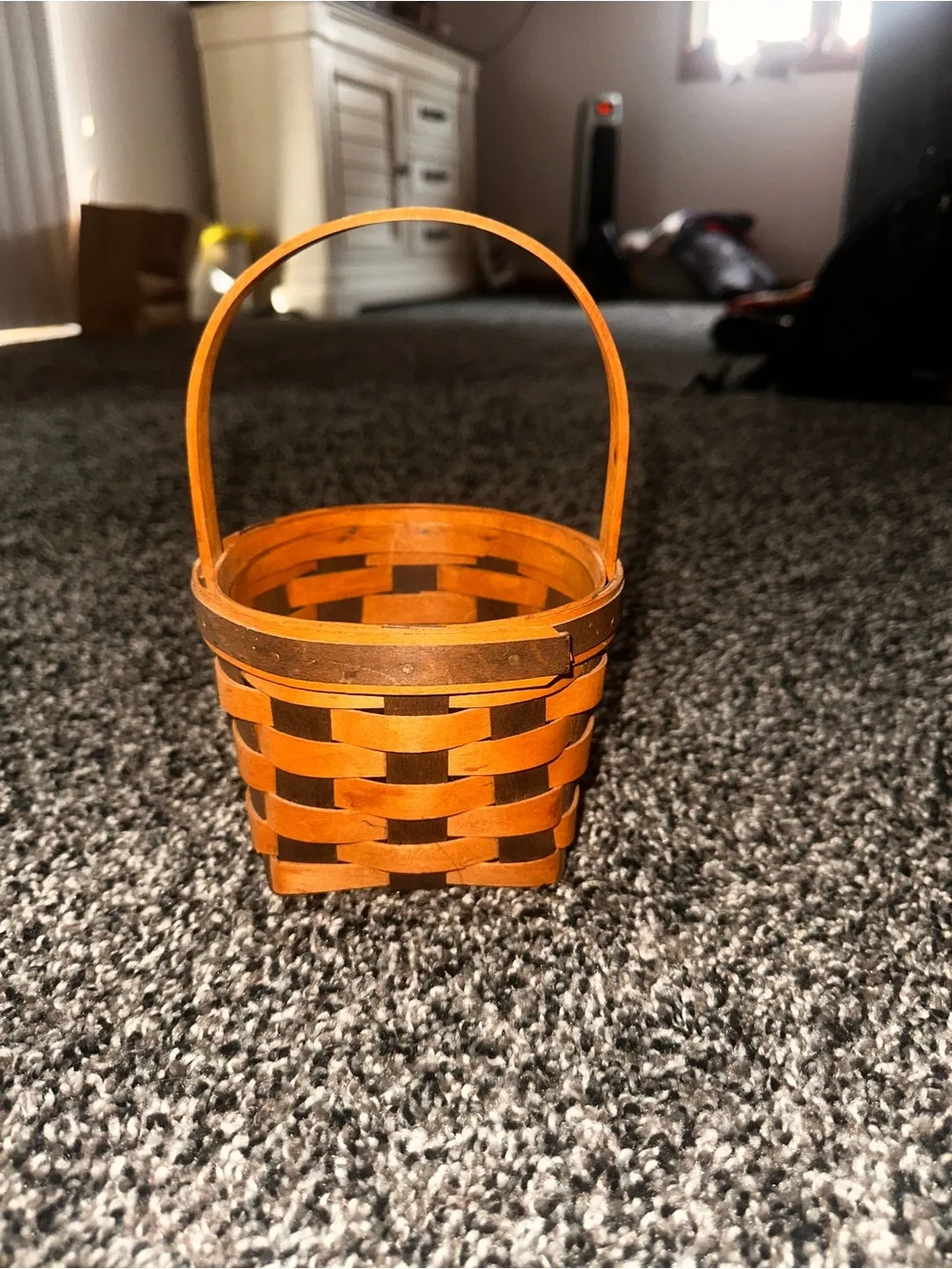 Longaberger Small Brown Woven Basket with Handle